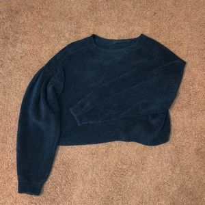 TEAL FREE PEOPLE CROPPED SWEATER